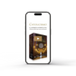 A digital display on a smartphone showing the "Serie CATOLICISMO Película" collection packaging featuring a stained glass church interior, with Contributors, Age Range, ISBN, and Binding Type details visible.