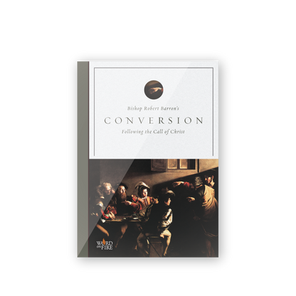 Conversion - Film DVD cover featuring historical religious artwork depicting a group of men, with the subtitle Following the Call of Christ, suitable for adult viewers, contributors include Bishop Robert Barron, with ISBN and DVD binding type.