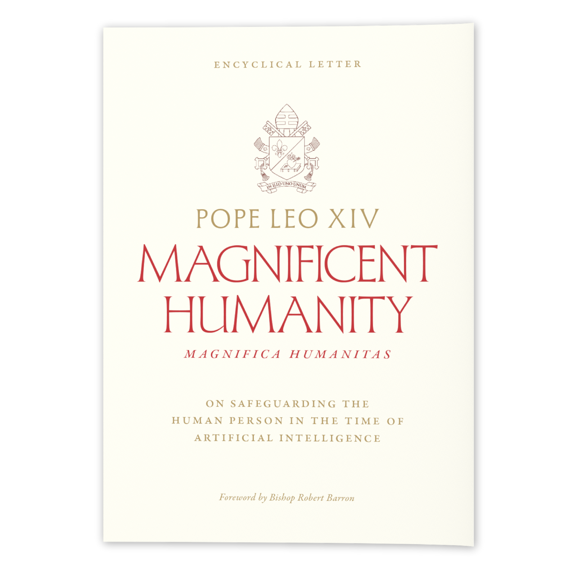 Front cover of Magnifica Humanitas (Magnificent Humanity) by Pope Leo XIV with a foreword by Bishop Robert Barron, published by Word on Fire